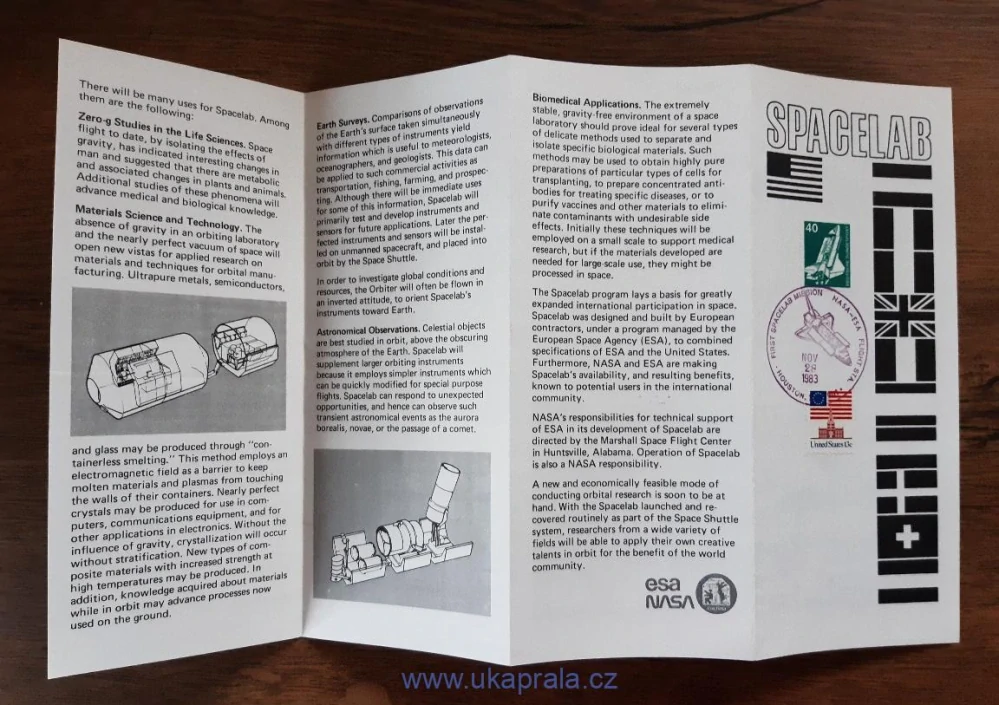 NASA, originální prospekt NASA "Spacelab", r. 1983