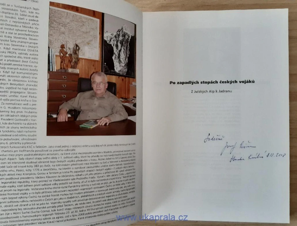 Jozef Vričan, Po zapadlých stopách českých vojáků, s podpisem autora