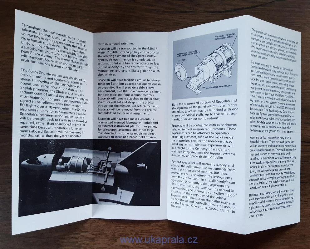 NASA, originální prospekt NASA "Spacelab", r. 1983