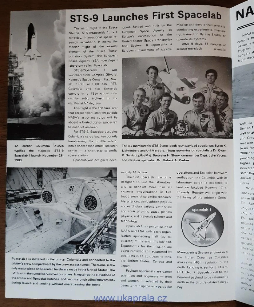 Originální prospekt NASA "X-Press" k misi STS 9 raketoplánu Columbia, r. 1983