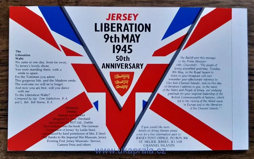 JERSEY ** známkový sešitek MH8, 50. výr. osvobození, r. 1995