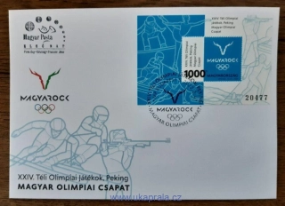 MAĎARSKO FDC aršík Bl 467A ZOH Peking,r.2022
