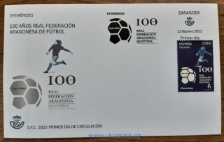 Španělsko FDC 100.výročí aragonské fotbalové federace, r.2023