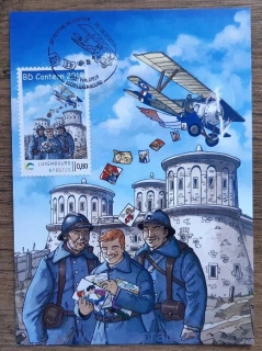 Lucembursko CM "meng post" vojáci,letadlo,pošta,komiks r.2019