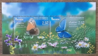 Bosna a Hercegovina ** aršík Bl56 motýli, r.2016