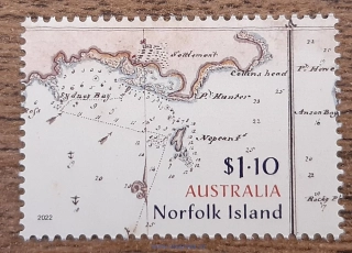 Norfolk Island, Austrálie ** George Raper, mapa, r.2022