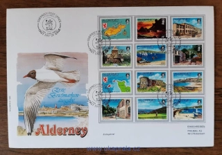 Alderney FDC 1/12 Obrázky z Alderney, r. 1983