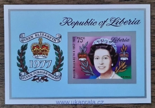 Liberia ** aršík Bl 87B, NEZOUBKOVANÝ, Q EII., r.1977