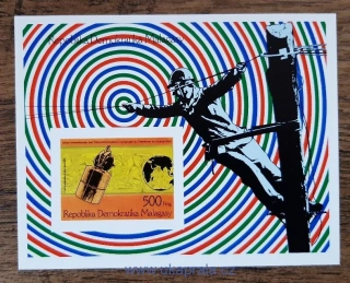 Madagaskar ** aršík Bl 12 NEZOUBKOVANÝ, G. Bell, komunikace, r.1976