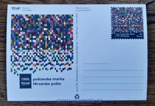 CHORVATSKO dopisnice, 1000. známka chor. pošty, r. 2015