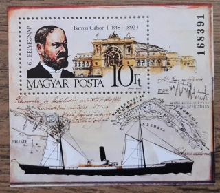 Maďarsko ** aršík Bl 200A, Gábor Baross, Den známky, r. 1988