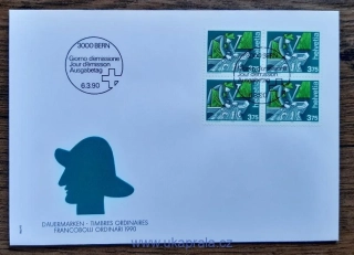 ŠVÝCARSKO FDC 1413 4blok, člověk a povolání, r. 1990
