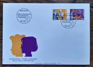 ŠVÝCARSKO FDC 1463/4, člověk a povolání, r. 1992