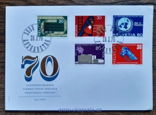 ŠVÝCARSKO FDC 918/22, výročí, r. 1970