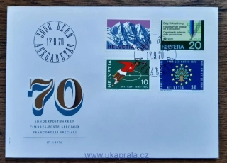 ŠVÝCARSKO FDC 929/32, výročí, r. 1970