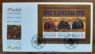 KYPR (ŘECKO) FDC aršík Bl 19 vánoční, ikony, r. 1998