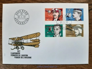 Švýcarsko FDC 1090/3 průkopníci letectví r. 1977