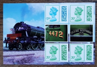 Velká Británie ** SL 554 se známkami 5091 a 5156, lokomotiva Flying Scotsman, 100. výročí, r. 2023