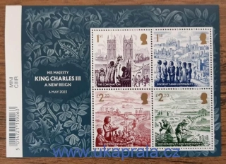 VELKÁ BRITÁNIE ** aršík Bl 163 korunovace Karla III., r. 2023 