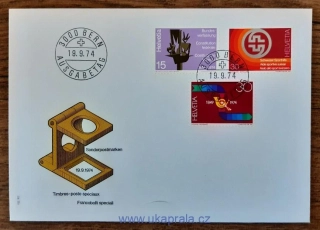 ŠVÝCARSKO FDC 1039/41 výročí, r. 1974