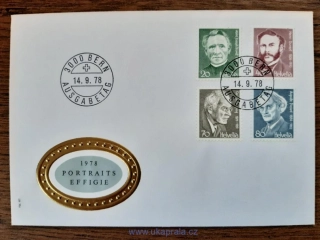 Švýcarsko FDC 1137/40 osobnosti V, r. 1978