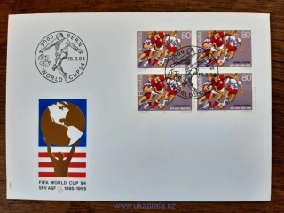 Švýcarsko FDC 1524 4blok, fotbal, MS r. 1994
