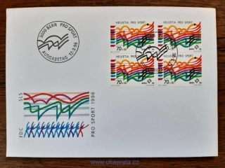 Švýcarsko FDC 1576 4blok, "Pro Sport", r. 1996