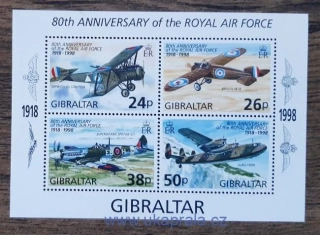 GIBRALTAR ** aršík Bl 33, 80. výr. RAF, r. 1998
