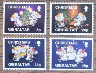 GIBRALTAR ** 679/82 vánoční, myši, r. 1993