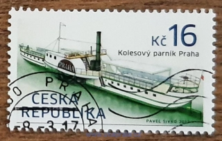 ČR 919 raz., Historické dopravní prostředky: kolesový parník Praha, r. 2017