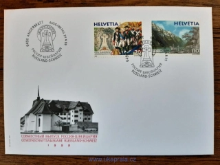ŠVÝCARSKO FDC 1699/1700, 200. výr. přechodu Alp, gen. Suvorov, r. 1999