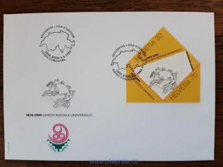 ŠVÝCARSKO FDC 1690/1, 125 let UPU, r. 1999