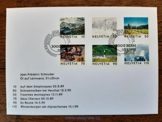 ŠVÝCARSKO FDC 1643/8, výplatní, obrázky se Švýcarska, r. 1998