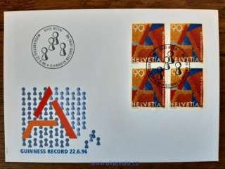 Švýcarsko FDC 1584, A-Post, guinessův rekord, r. 1996