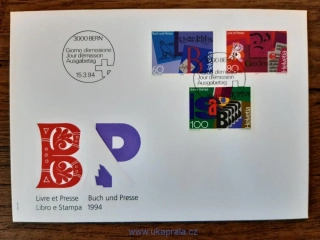 ŠVÝCARSKO FDC 1520/22, kniha a tisk, r. 1994