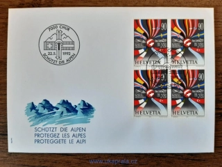 ŠVÝCARSKO FDC 1477 4blok, ochrana Alp, r. 1992