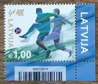LOTYŠSKO ** 1128, fotbal, 100 let fotbal. svazu, r. 2021