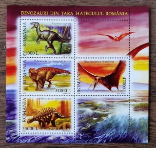 RUMUNSKO ** aršík Bl 350 pravěká fauna, r. 2005
