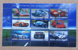 Djibouti aršík raz., luxusní sportovní vozy, r. 2010