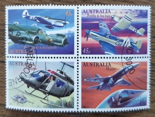 AUSTRÁLIE raz. 1532/5 4blok, vojenská letadla, r. 1996
