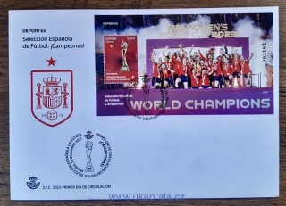 ŠPANĚLSKO FDC aršík, fotbal, FIFA, MS žen, r. 2023