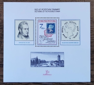 ČESKOSLOVENSKO ** aršík A2940, 150 let poštovní známky, r. 1990