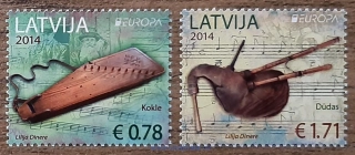 LOTYŠSKO ** 904/5 EUROPA, hudební nástroje, r. 2014