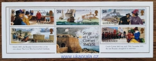 GUERNSEY ** Bl 10, 350. výr. obléhání zámku Cornet, r. 1993