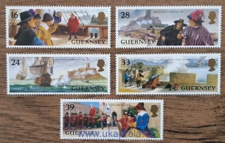 GUERNSEY ** 612/616, 350. výr. obléhání zámku Cornet, r. 1993