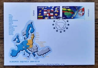LITVA FDC 844/5 vstup do EU, r. 2004