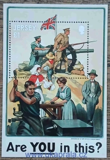 JERSEY ** aršík Bl 118 První světová válka, 100. výročí, r. 2014