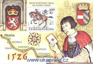ČR ** aršík A1343, První poštovní trať v Čechách, NOVINKA R. 2026
