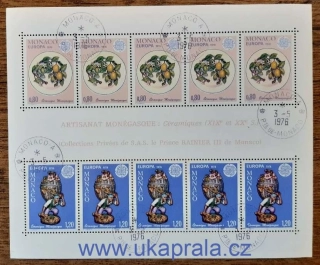 MONAKO raz. aršík Bl 10, EUROPA, umělecká řemesla, r. 1976