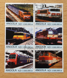 Angola raz. 6blok, moderní lokomotivy, r. 2000